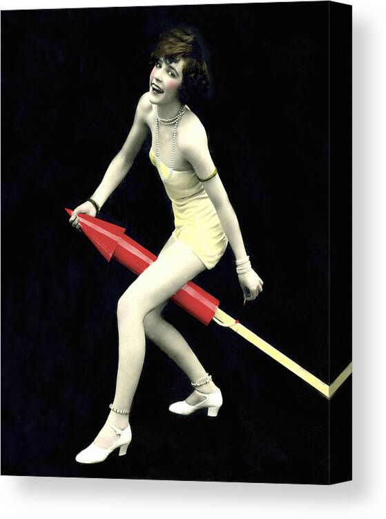 1035-457 Canvas Print featuring the photograph Fourth Of July Rocket Girl by Underwood Archives