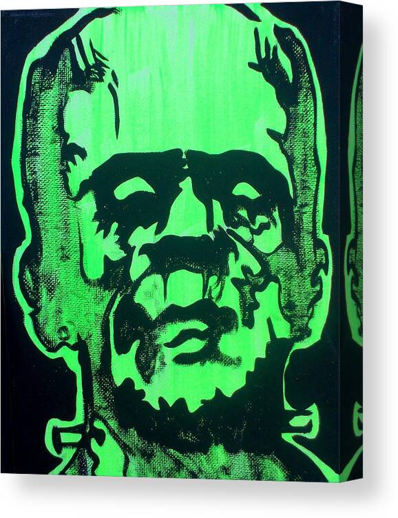 Frank Canvas Print featuring the painting Frankenstein by Marisela Mungia
