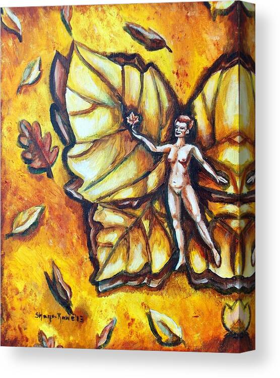 Fairy Canvas Print featuring the painting Free as Autumn Leaves by Shana Rowe Jackson
