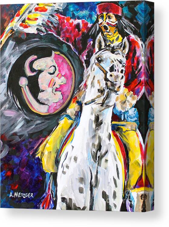 Fsu Canvas Print featuring the painting FS Mascot by Alan Metzger
