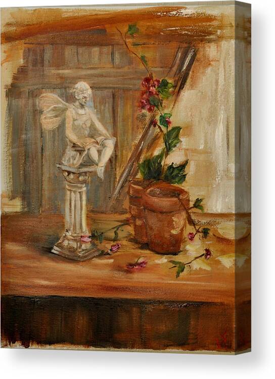 Garden Canvas Print featuring the painting Garden Angel Two by Lindsay Frost