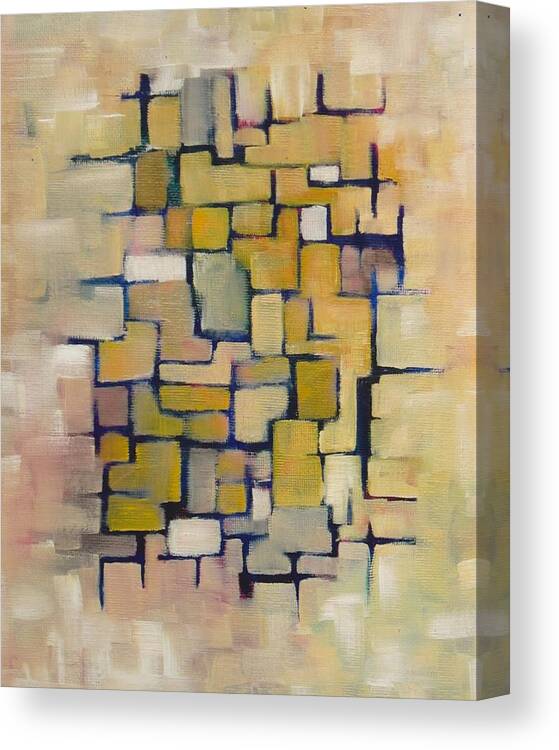 Mid Century Canvas Print featuring the painting Geometric Line Series I by Patricia Cleasby