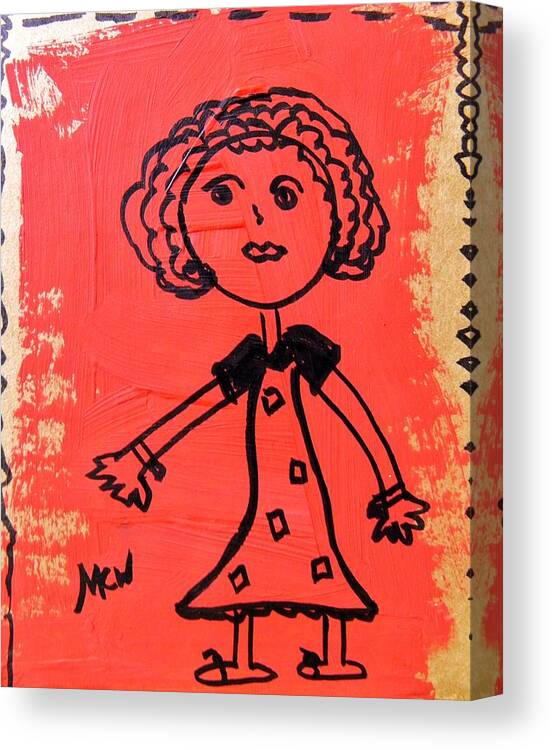Girl Canvas Print featuring the painting Girl on Red by Mary Carol Williams