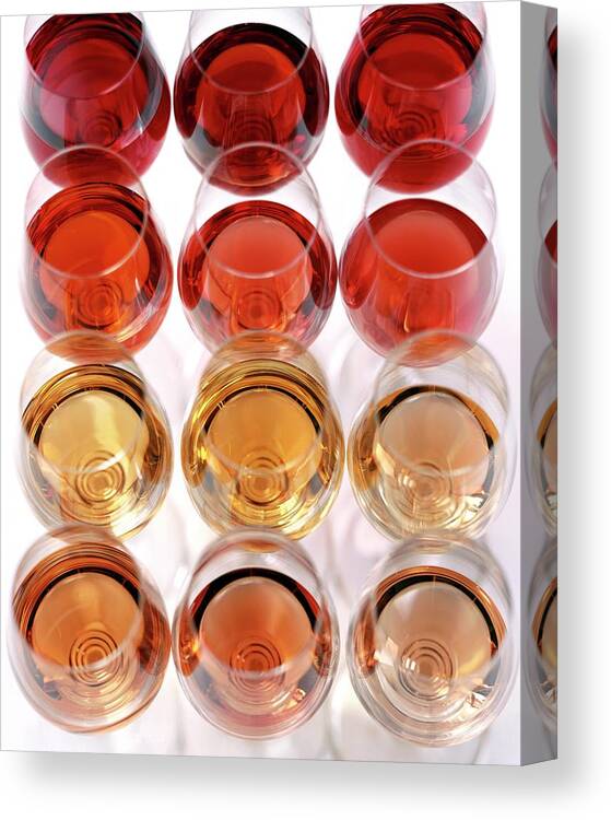 Food Canvas Print featuring the photograph Glasses Of Rose Wine by Romulo Yanes