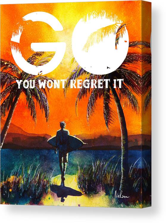 Surf Canvas Print featuring the painting Go by Nelson Ruger