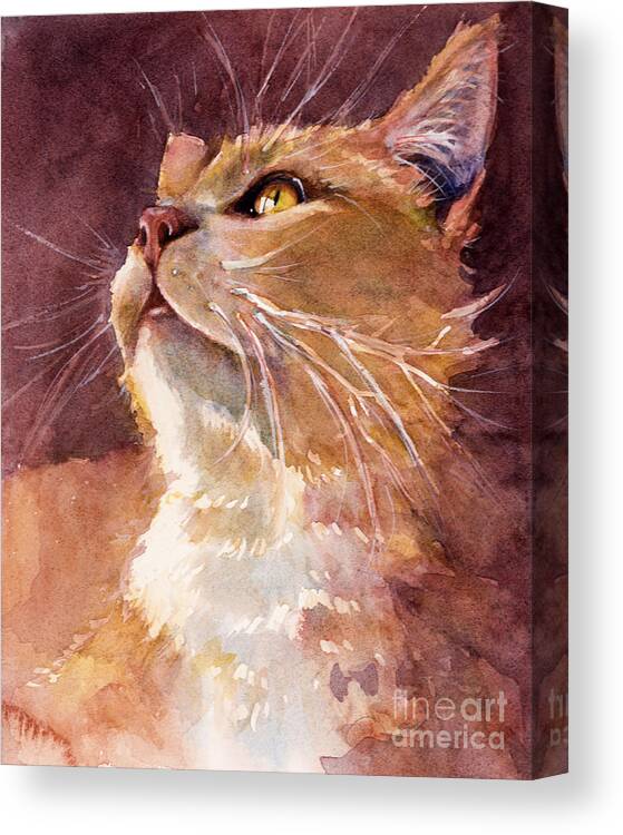 Cat Canvas Print featuring the painting Golden Eyes by Judith Levins