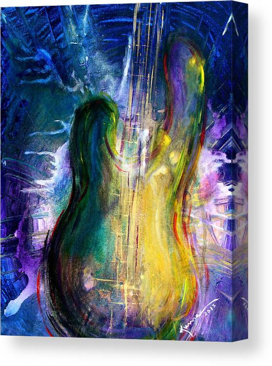Golden Strings Canvas Print featuring the painting Golden Strings by Kume Bryant