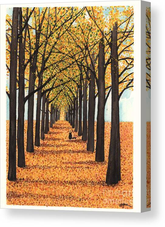 Allee Canvas Print featuring the painting Golden Way by Hilda Wagner