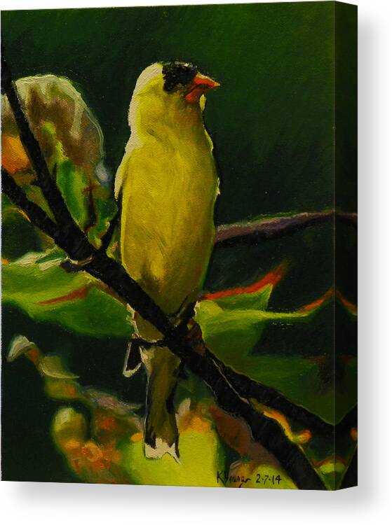 Bird Canvas Print featuring the painting Goldfinch by Kenneth Young