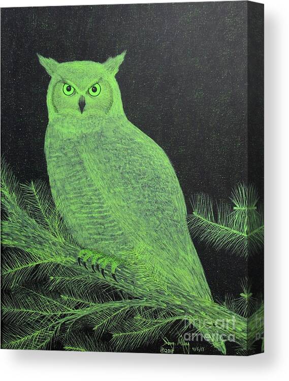 Great Horned Owls Canvas Print featuring the painting Great Horned Owl by Doug Miller