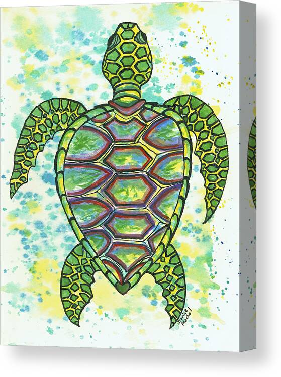 Animal Canvas Print featuring the painting Green Sea Turtle by Darice Machel McGuire