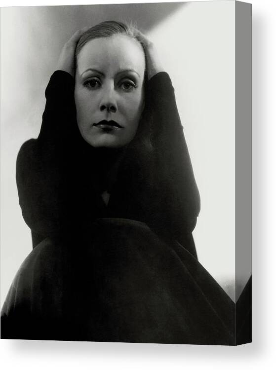 Actress Canvas Print featuring the photograph Greta Garbo Wearing A Black Dress by Edward Steichen