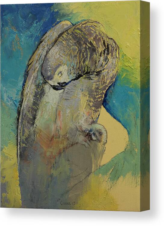 Abstract Canvas Print featuring the painting Grey Parrot by Michael Creese