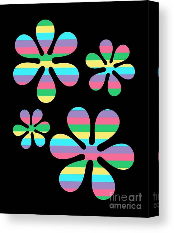 70s Canvas Print featuring the digital art Groovy Flowers 4 by Donna Mibus