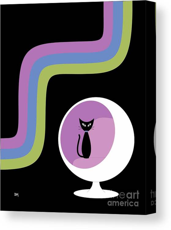 Black Cat Canvas Print featuring the digital art Groovy Stripes 2 by Donna Mibus