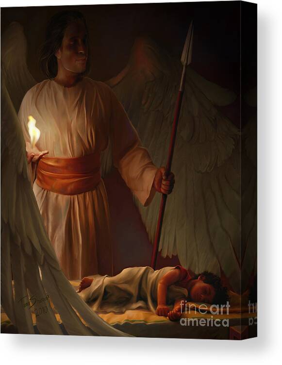 Prophetic Art Canvas Print featuring the painting Guardian Angel by Tamer and Cindy Elsharouni