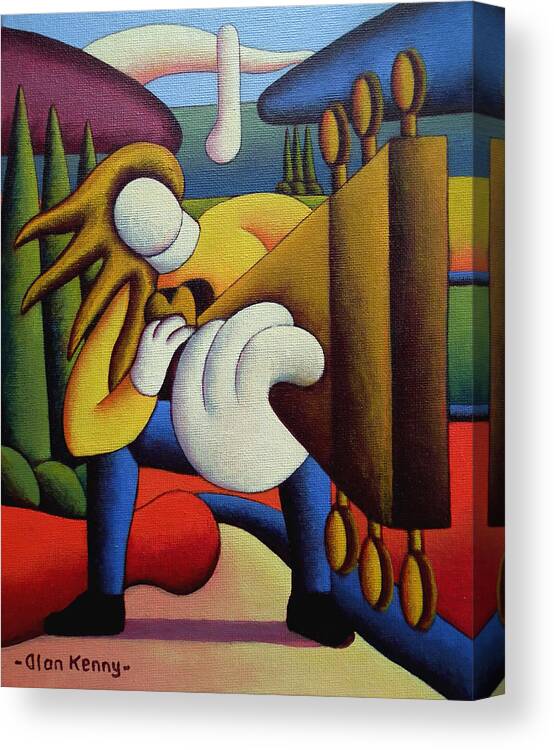 Rock Canvas Print featuring the painting Guitar man by Alan Kenny