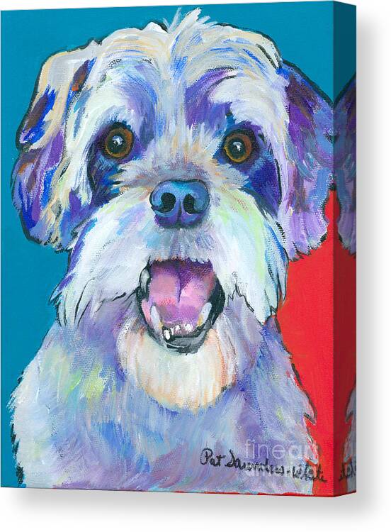 Custom Pet Portraits Canvas Print featuring the painting Gus by Pat Saunders-White