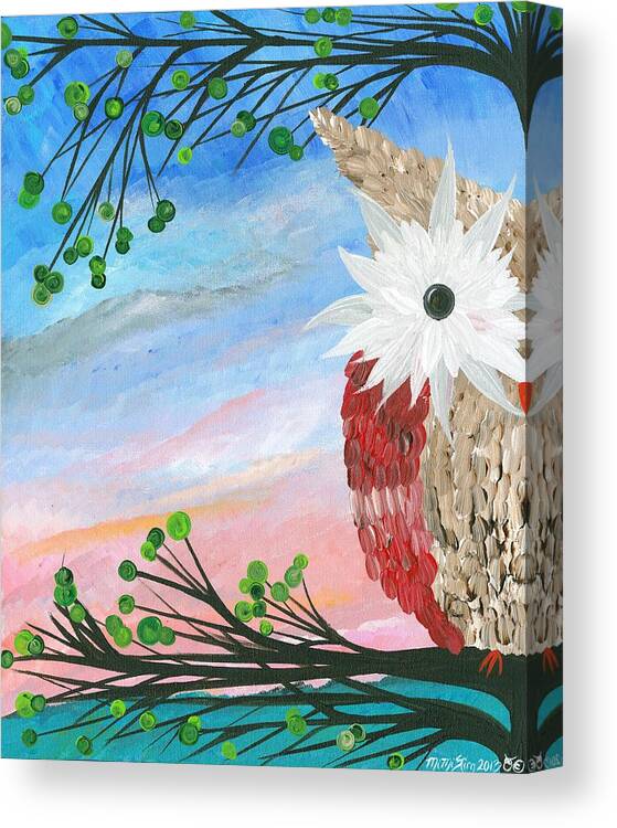 Owls Canvas Print featuring the painting Half-a-Hoot 03 by MiMi Stirn