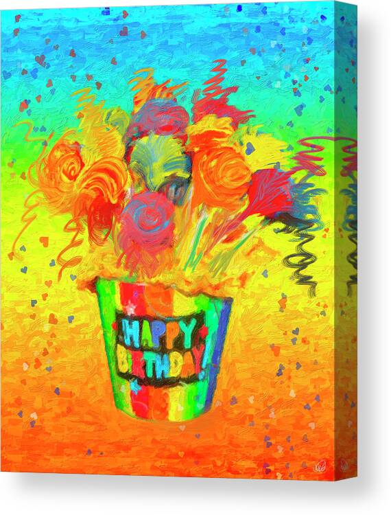 Flower Canvas Print featuring the painting Happy Birthday by Angela Stanton
