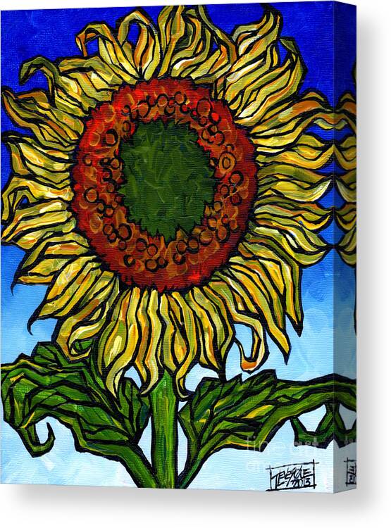 Sunflower Canvas Print featuring the painting Happy Sunflower by Tracy Levesque