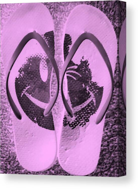 Flipflops Canvas Print featuring the photograph Happyflops Pink by Rob Hans