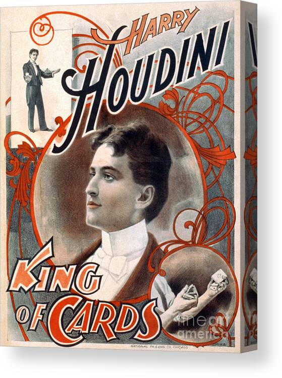 Entertainment Canvas Print featuring the photograph Harry Houdini, King Of Cards, 1895 by Photo Researchers