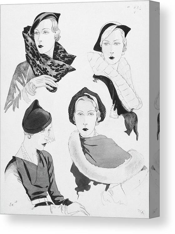 Fashion Canvas Print featuring the digital art Hat Styles By Agnes by Douglas Pollard