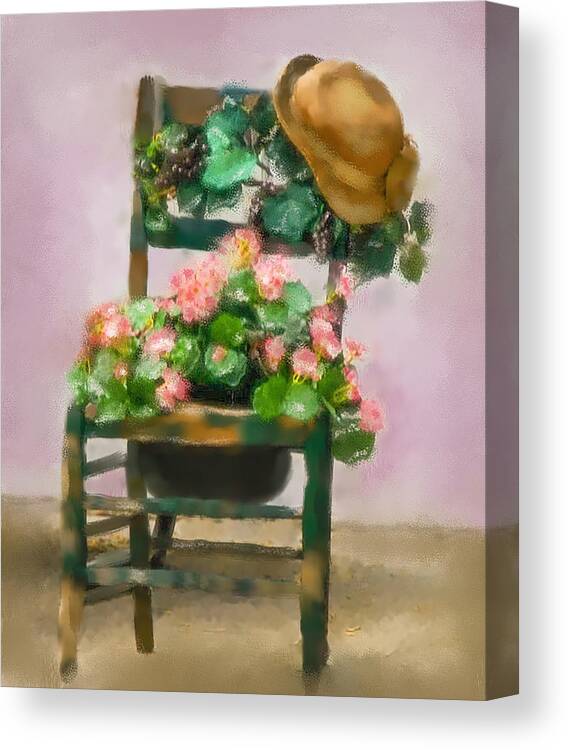 Antique Chair Canvas Print featuring the photograph Hats Off by Mary Timman