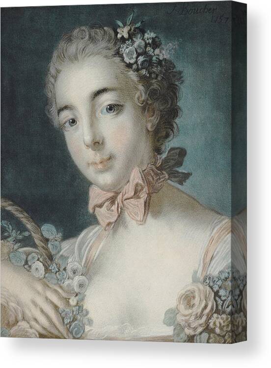 Flora Canvas Print featuring the pastel Head of Flora by Francois Boucher