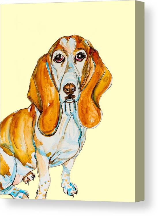 Dog Canvas Print featuring the painting Heart Headed Basset by Kelly Smith