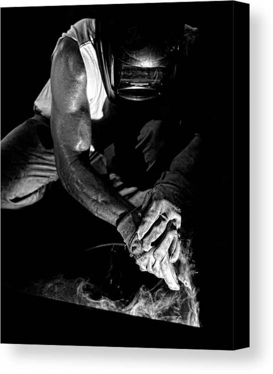 Welder Canvas Print featuring the photograph Heat by Stuart Harrison