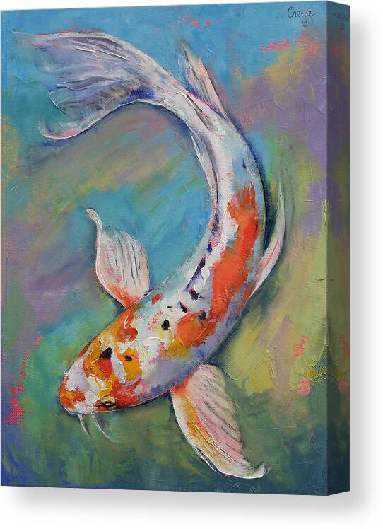 Asian Canvas Print featuring the painting Heisei Nishiki Koi by Michael Creese
