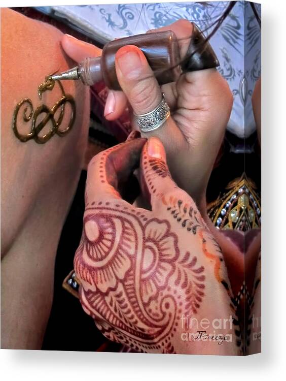 Henna Canvas Print featuring the photograph Henna Hands at Work by Jennie Breeze