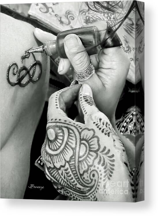 Henna Canvas Print featuring the photograph Henna Magic.BW by Jennie Breeze