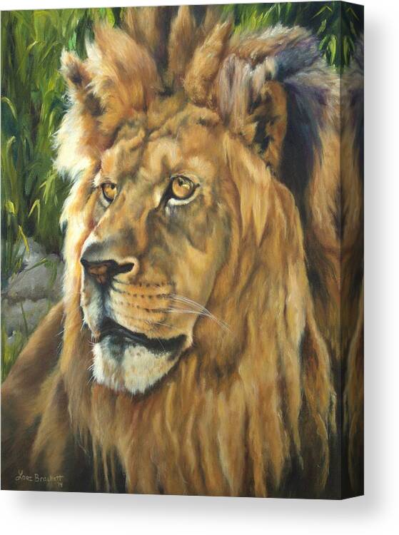 Lion Canvas Print featuring the painting Him - Lion by Lori Brackett
