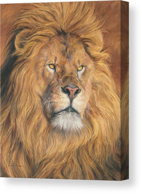 Lion Canvas Print featuring the painting His Majesty - Detail by Lucie Bilodeau