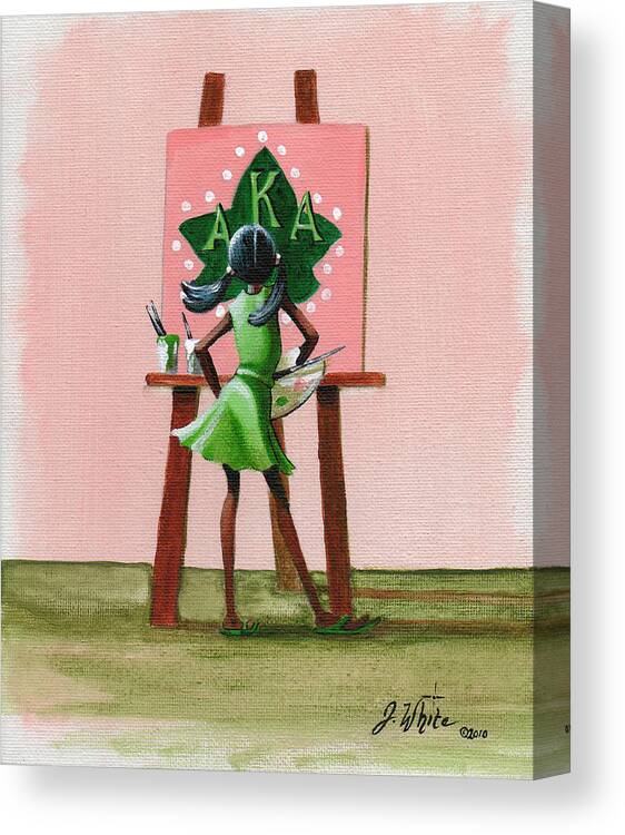 Girl Canvas Print featuring the painting Hmmm A Little More PINK by Jerome White