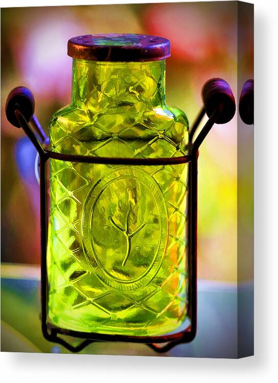 Green Jar Canvas Print featuring the photograph Holding Spring by Jaki Miller