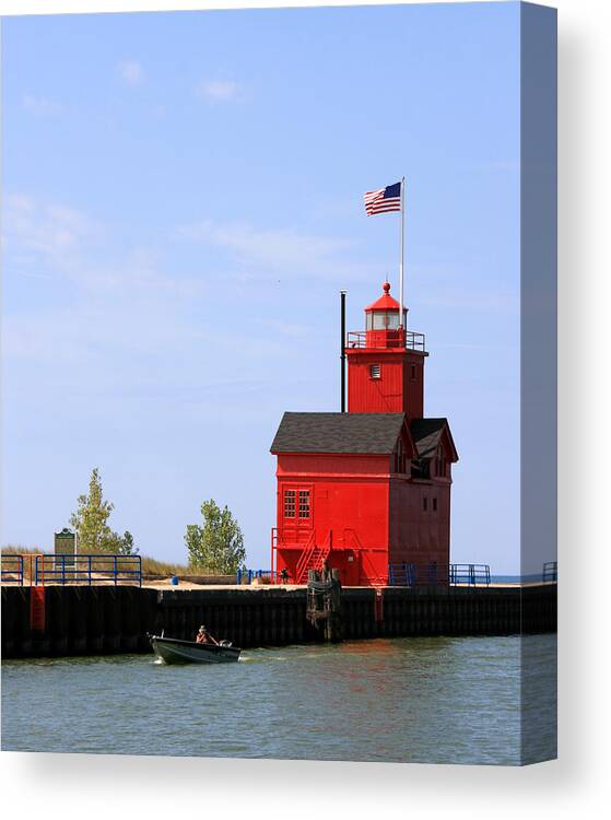 Light Canvas Print featuring the photograph Holland Harbor Lighthouse by George Jones