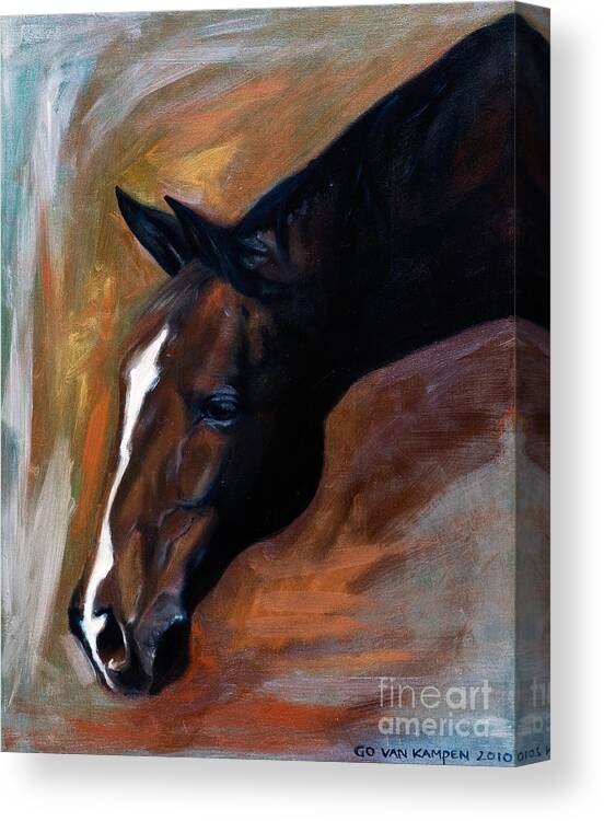 Horse Canvas Print featuring the painting horse - Apple copper by Go Van Kampen