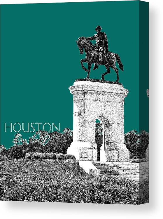 Architecture Canvas Print featuring the digital art Houston Sam Houston Monument - Sea Green by DB Artist