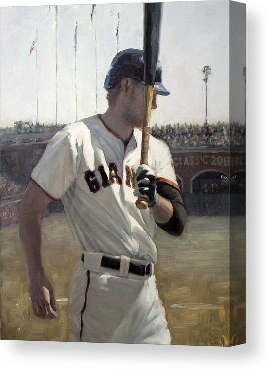 Hunter Pence Canvas Print featuring the painting Hunter Pence On Deck by Darren Kerr