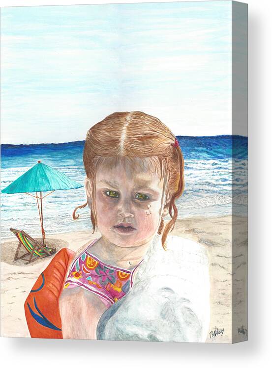 Beach Canvas Print featuring the painting I Don't Want to Get Out by Toni Willey