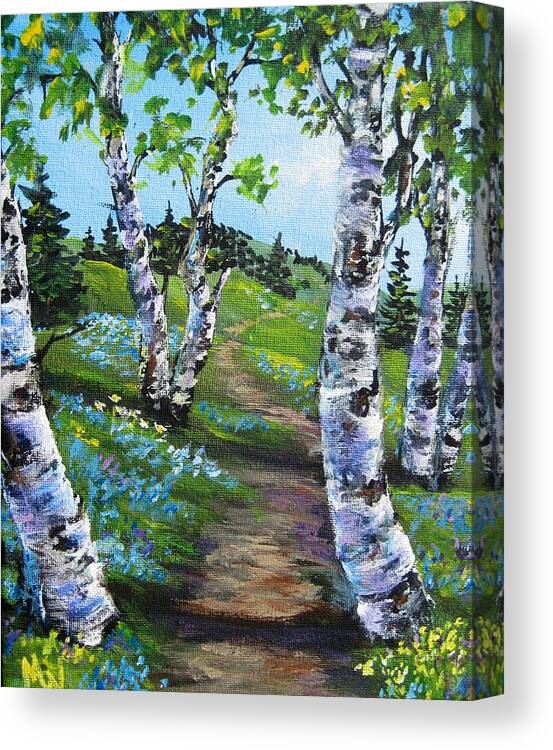 Landscapes Canvas Print featuring the painting I think i will walk by Megan Walsh