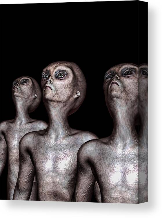  Alien Abduction Canvas Print featuring the digital art If One Was Three by Bob Orsillo