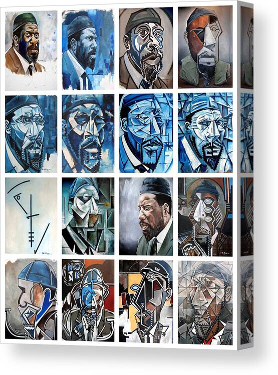 Jazz Piano Thelonious Monk Portrait Cubism Abstract Canvas Print featuring the painting Improvised Metamorphoses by Martel Chapman
