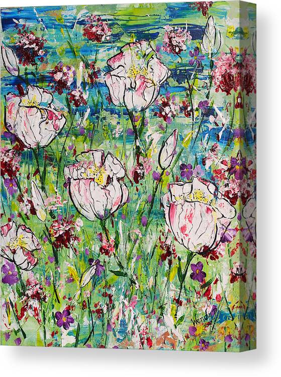 White Flowers Canvas Print featuring the painting In Bloom by Wendy Provins