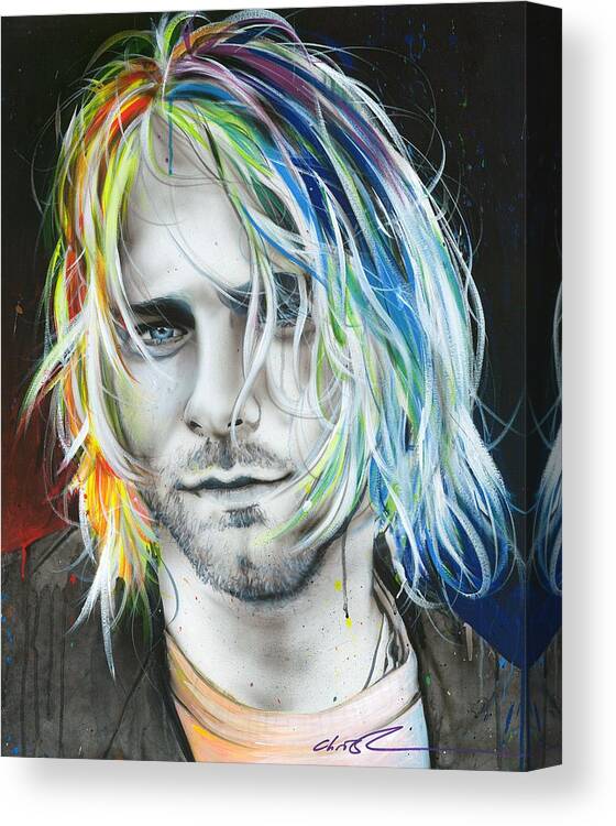 Kurt Cobain Canvas Print featuring the painting In Debt for My Thirst by Christian Chapman Art