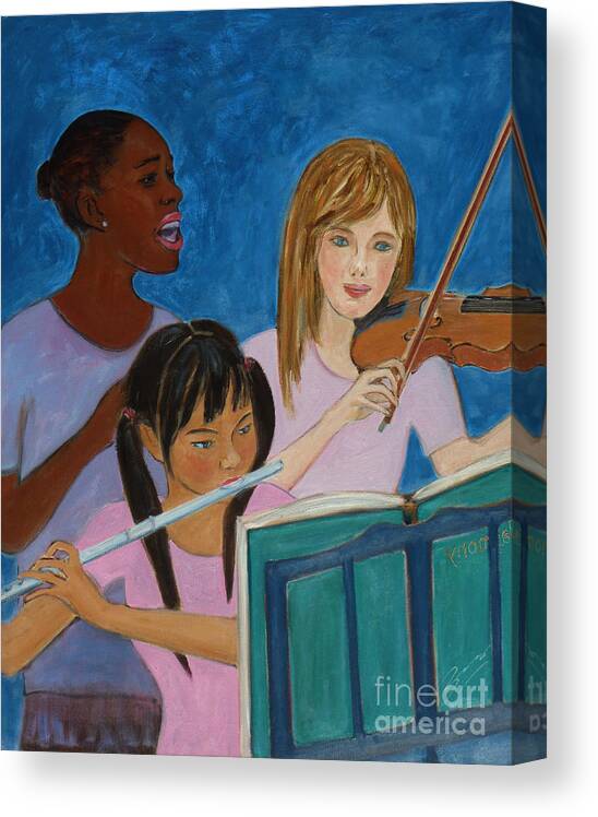 African American Canvas Print featuring the painting In Harmony by Xueling Zou